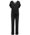SP5004 Spasso Ladies Short Sleeve Linen Knit Jumpsuit Black colour image